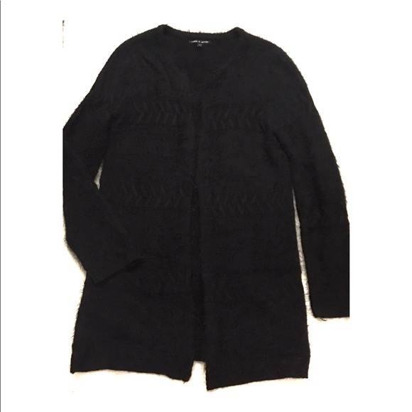 Cable & Gauge Black Fuzzy Open Front Cardigan M - Picture 1 of 8